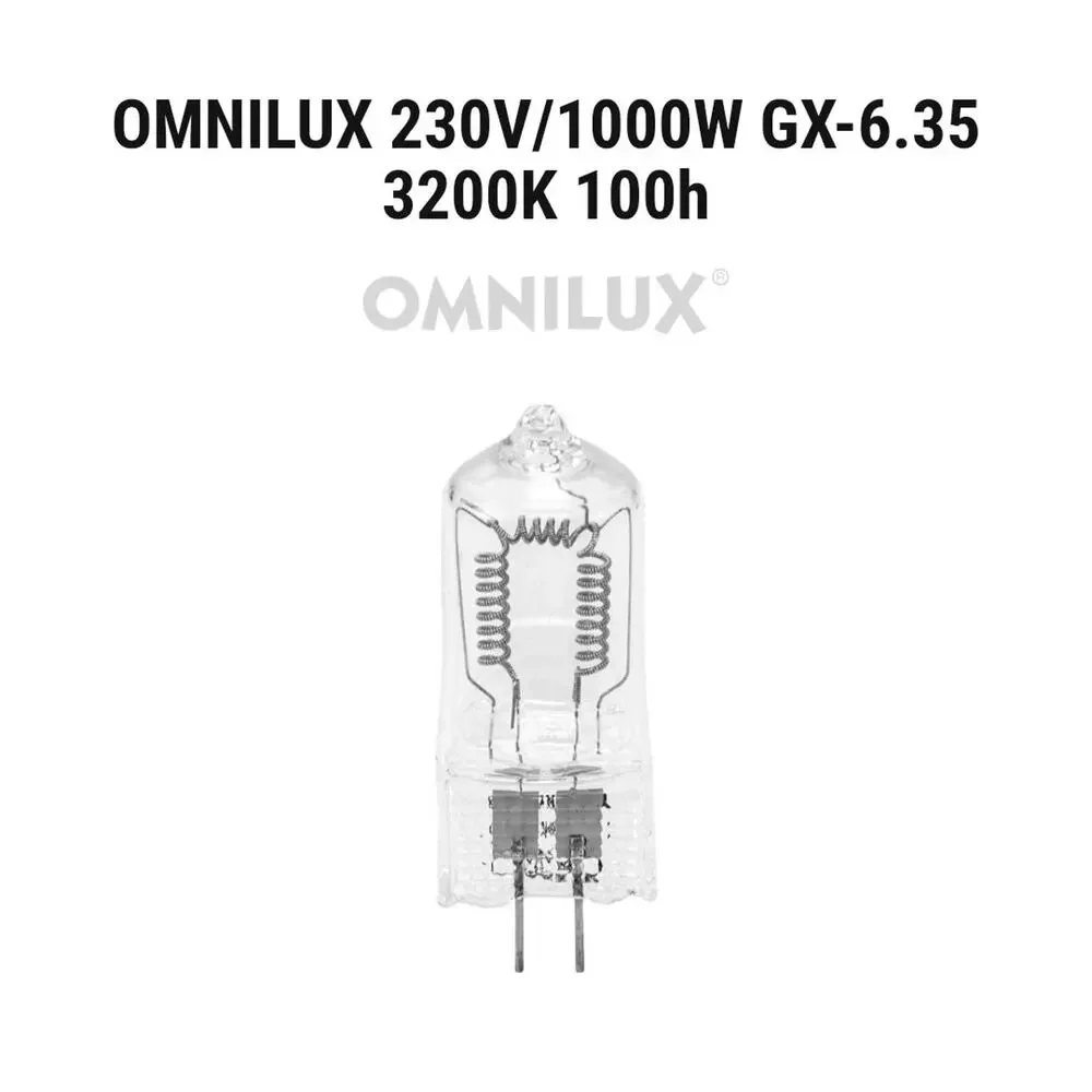 (2-Pack) Omnilux 230V 1000W GX-6.35 3200K Halogen Stage Light Bulb